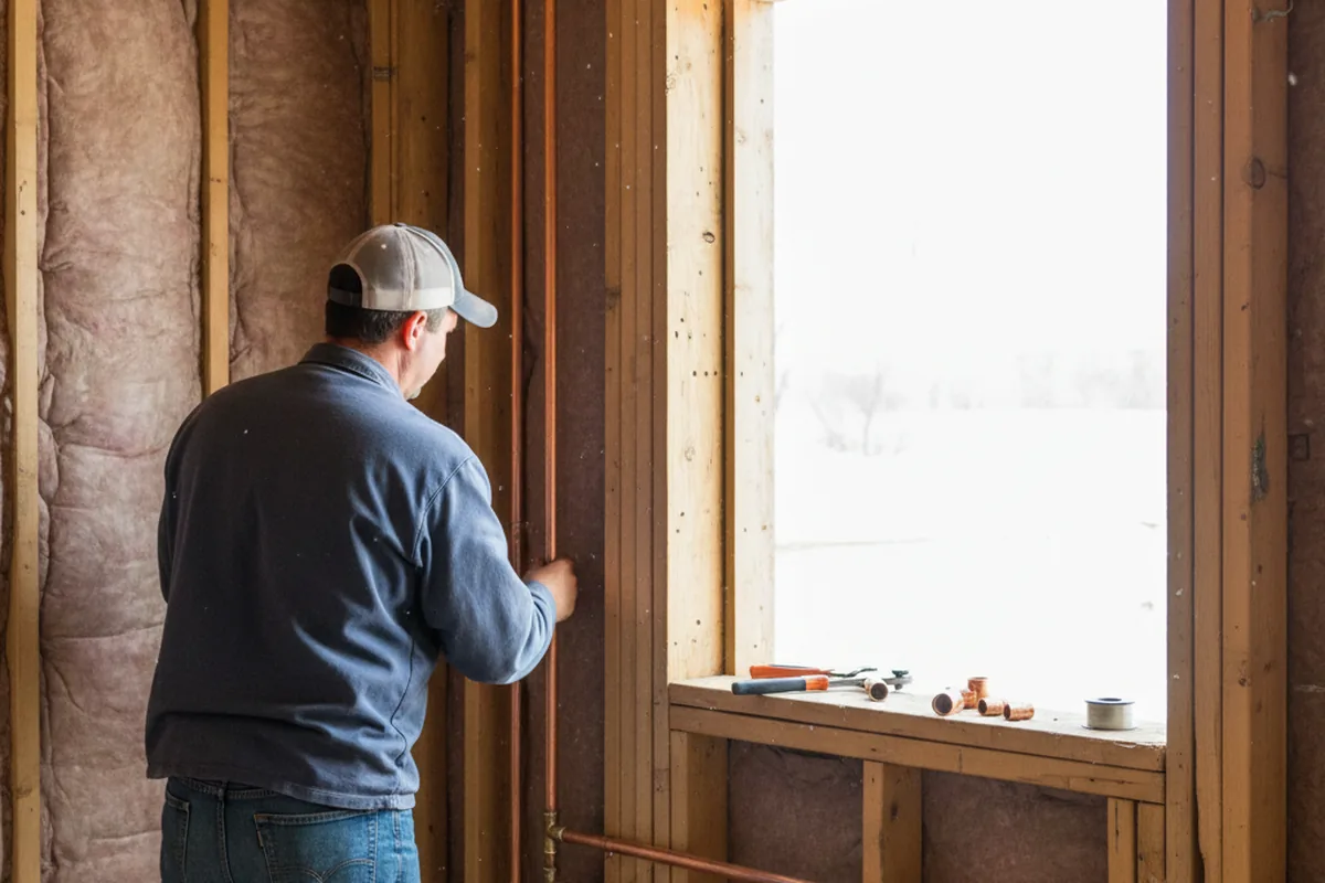 Licensed plumber running new copper supply lines in a Bryantown home