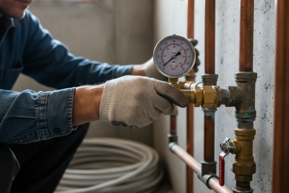 Pressure testing a repaired line during Water Line Repair in Bryantown